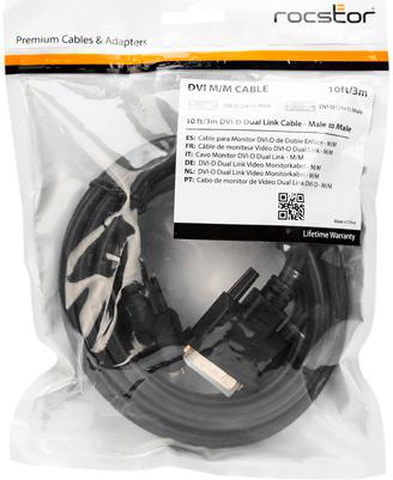 Alt view image 6 of 6 - Rocstor Y10C245-B1 10ft DVI-D Dual Link Display Cable (m/m), Black
