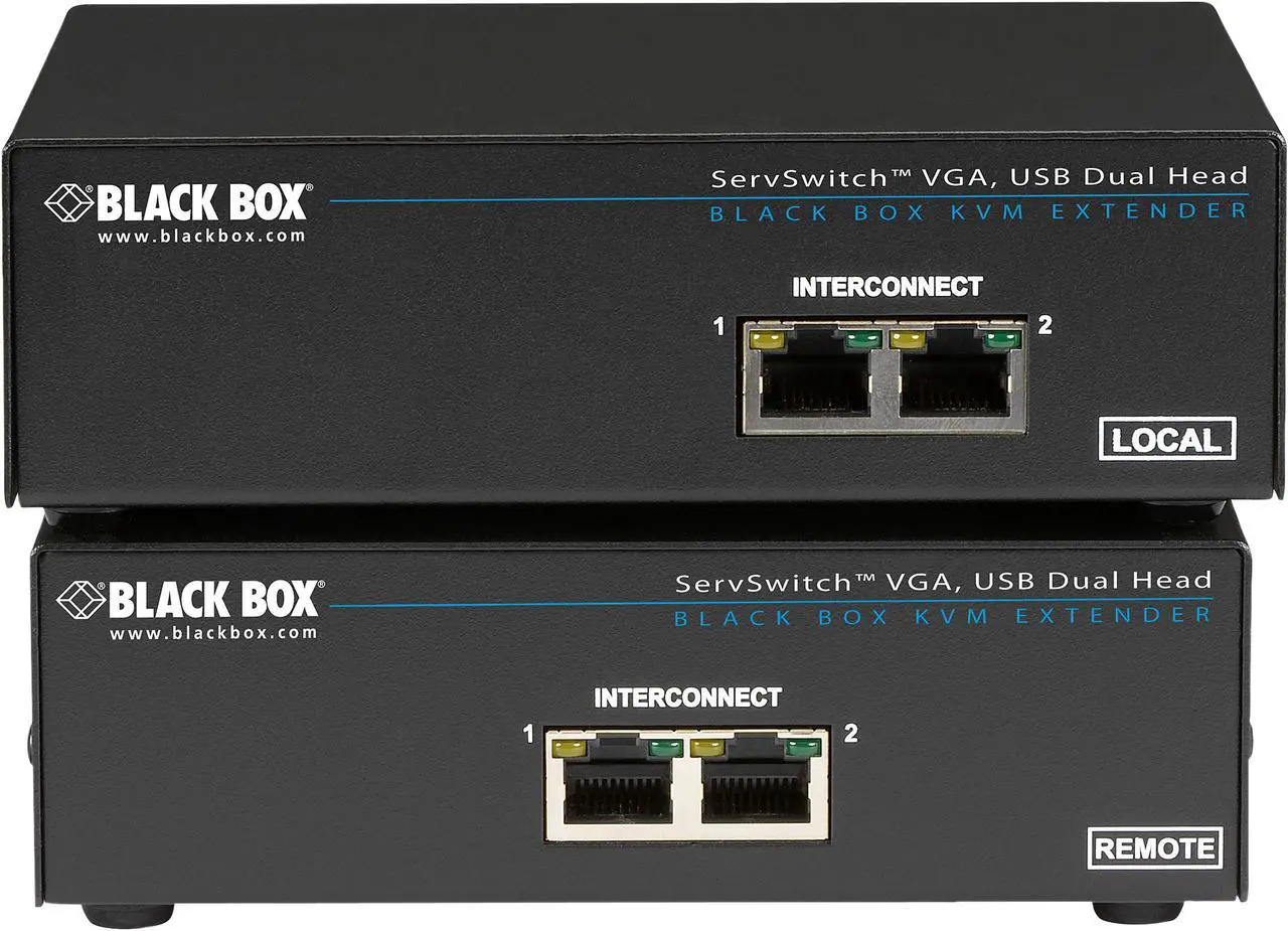 Main image of Black Box ACU6222A CATx USB KVM Extender - Dual-Head VGA with Serial and Audio