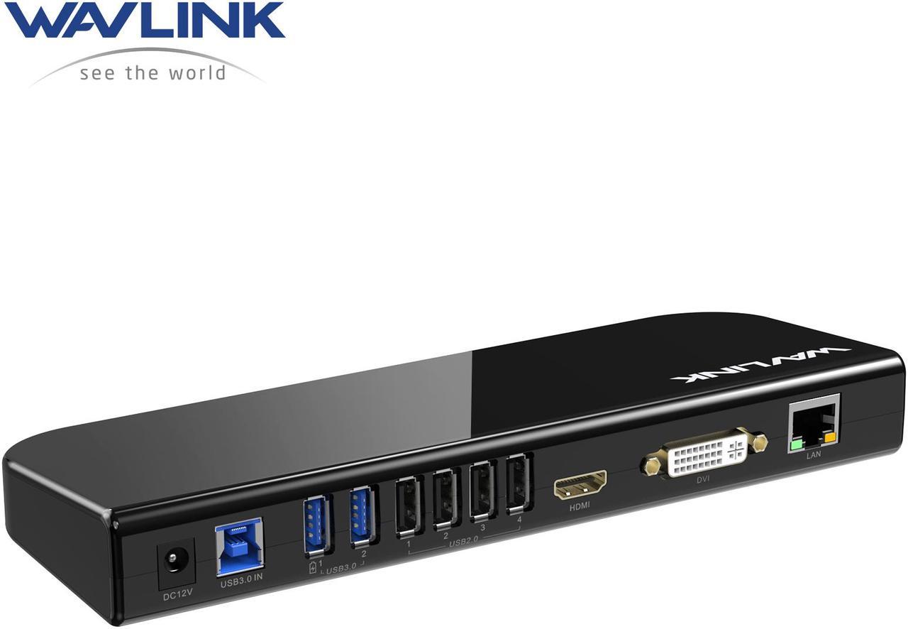 Wavlink USB 3.0 Universal Laptop Docking Station Dual Monitors DisplayLink Dock with HDMI/DVI/VGA, Gigabit Ethernet, 6 USB Ports, Audio for M1 M2 Mac and Windows, MacOS, ChromeOS, Ubuntu 20.04, 22.04