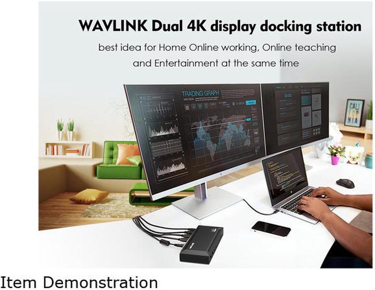 Alt view image 7 of 7 - Wavlink Universal USB C Laptop Docking Station Dual Monitor 5K/4K@60Hz with 65W Host Charging for Thunderbolt 4/3, USB-C Windows, Mac, Chrome, Ubuntu 20.04,22.04(2HDMI, 2DP, 6 USB 3.0, 1Gbps Ethernet