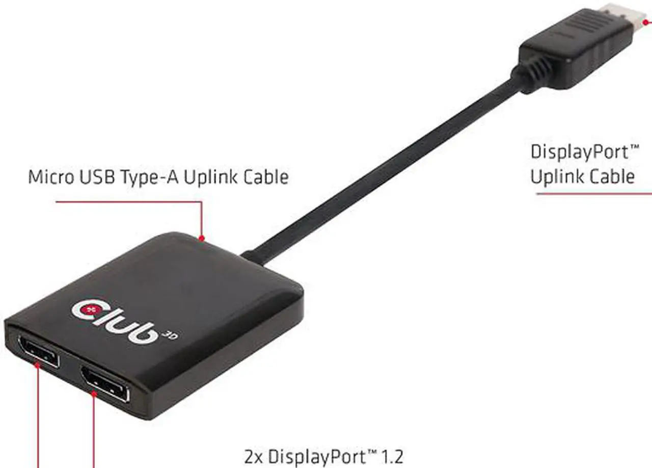 Alt view image 2 of 3 - Club 3D Multi Stream Transport (Mst) Hub Displayport 1.2 Dual Monitor Usb Powered