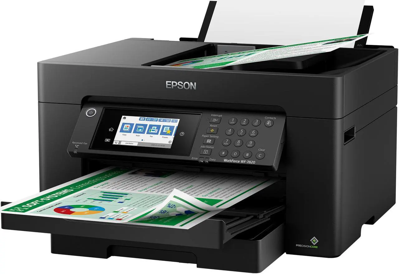 Alt view image 6 of 8 - Epson WorkForce Pro WF-7820 Wireless All-in-One Wide-format Printer with Auto 2-sided Print up to 13" x 19", Copy, Scan and Fax, 50-page ADF, 250-sheet Paper Capacity, and 4.3" Color Touchscreen