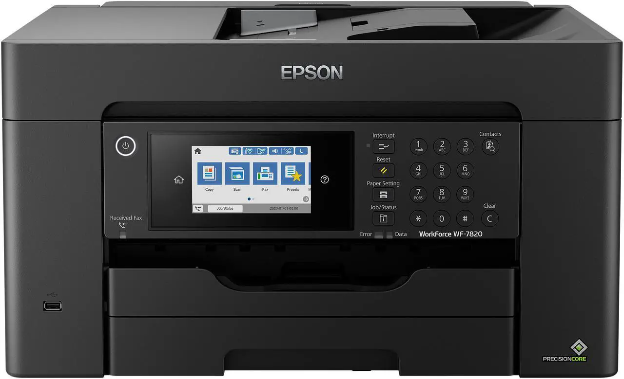 Alt view image 7 of 8 - Epson WorkForce Pro WF-7820 Wireless All-in-One Wide-format Printer with Auto 2-sided Print up to 13" x 19", Copy, Scan and Fax, 50-page ADF, 250-sheet Paper Capacity, and 4.3" Color Touchscreen