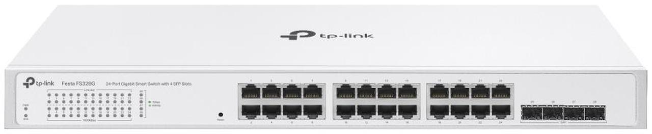 Main image of TP-Link Festa FS328G 28 Port Gigabit Smart Managed Network Switch - 24 RJ45 ports & 4 SFP slots, Free Cloud Access, Static Routing, Vlan, IGMP Snooping, rack-mountable, fanless, Does not work w/ Omada