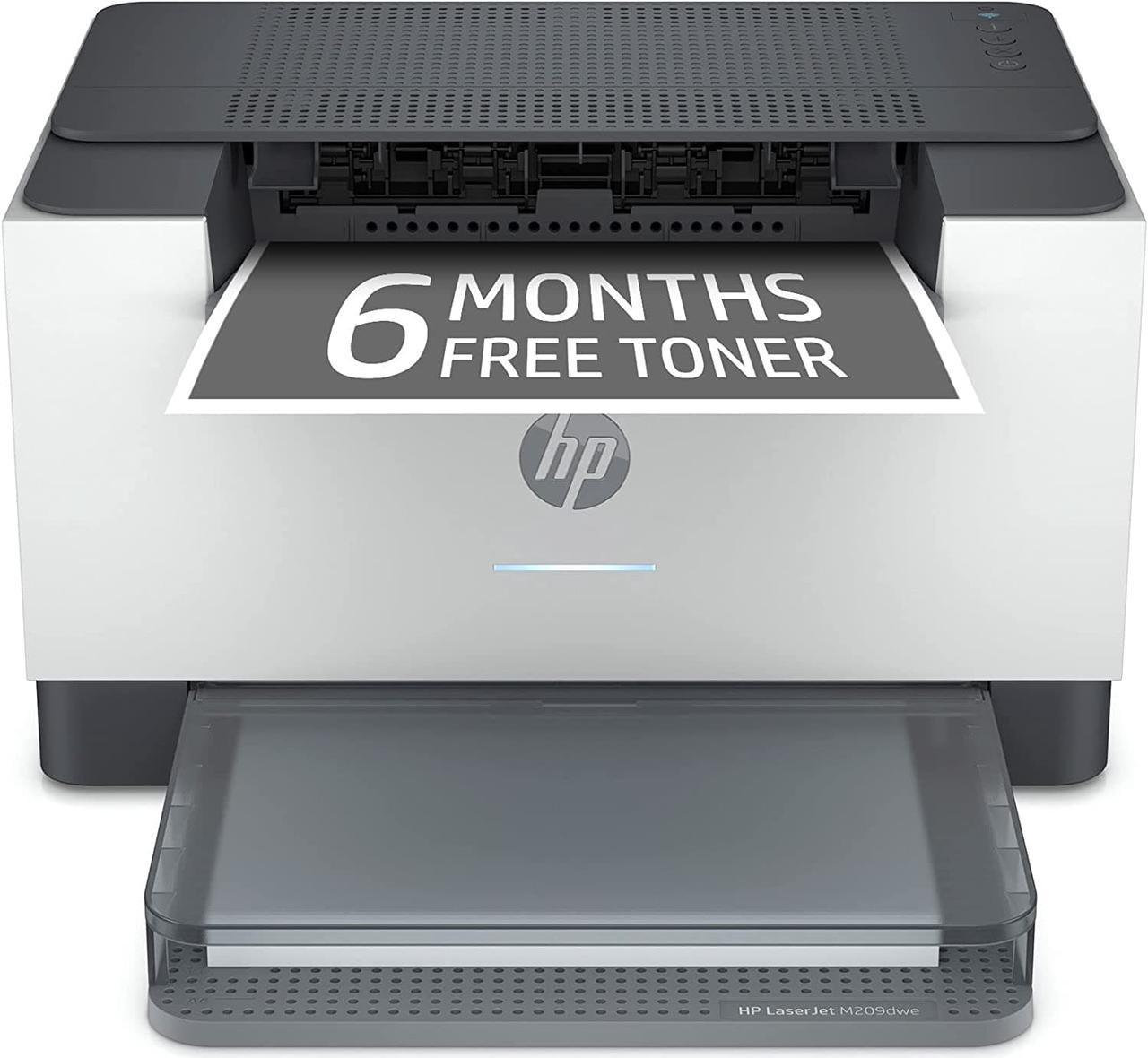 HP - LaserJet Pro M209dwe Wireless Black-and-White Laser Printer with 6 months of Toner through HP+