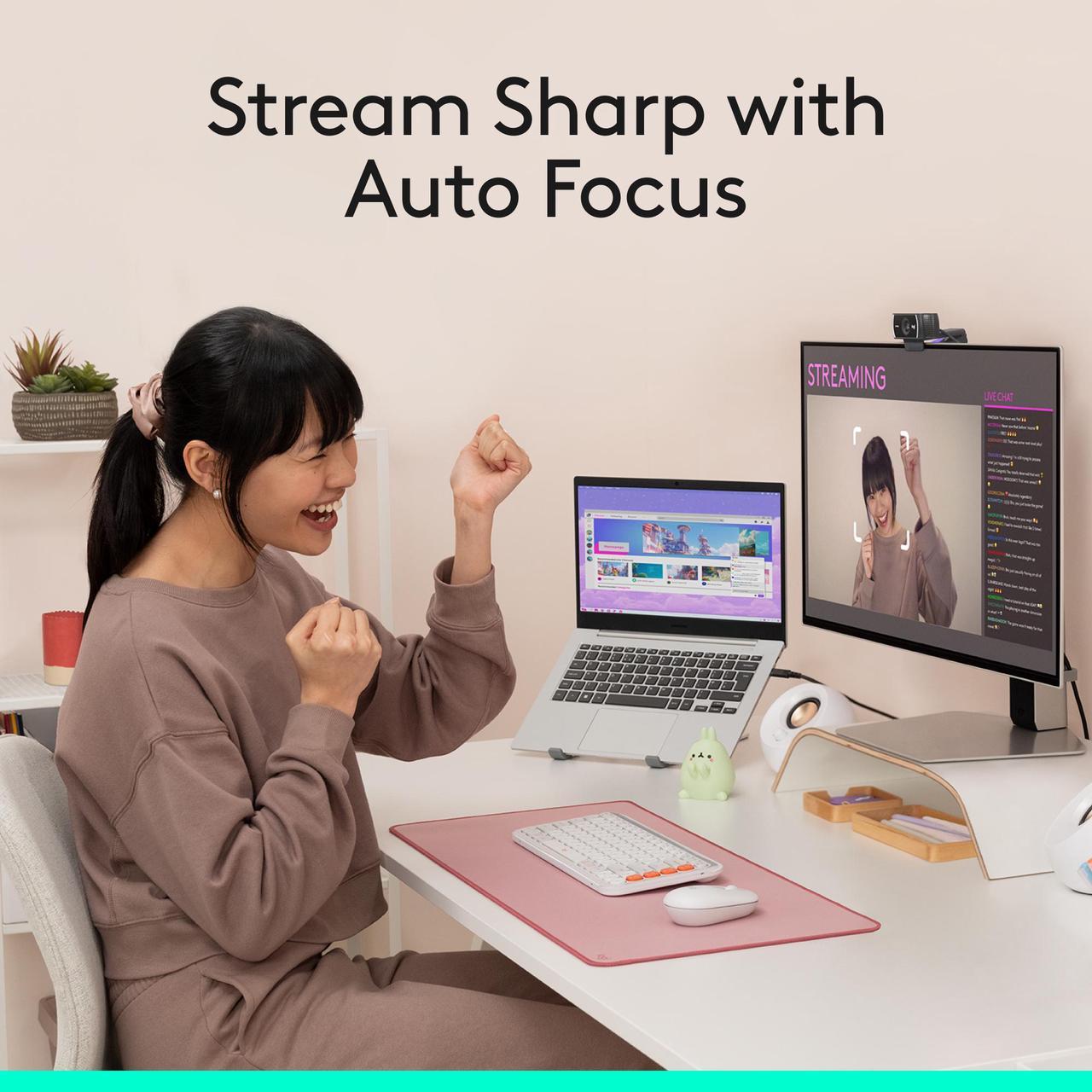 Alt view image 8 of 10 - Logitech C922 Pro Stream Webcam 1080P Camera for HD Video Streaming & Recording 720P at 60Fps with Tripod Included