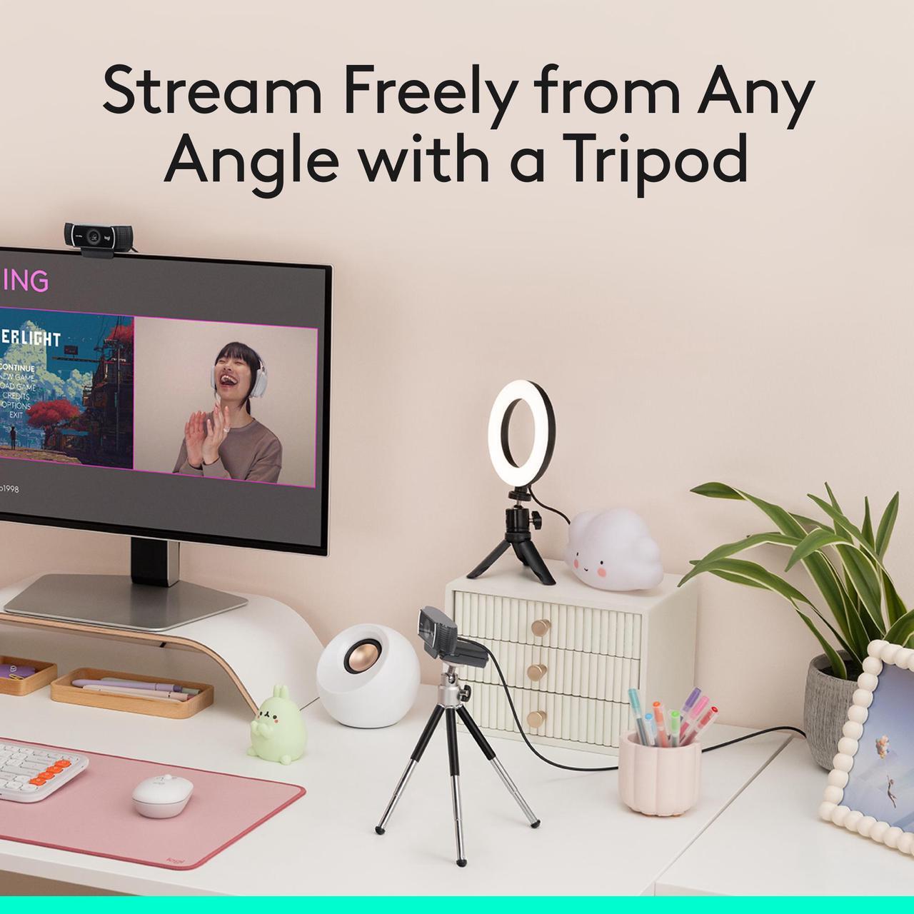 Alt view image 10 of 10 - Logitech C922 Pro Stream Webcam 1080P Camera for HD Video Streaming & Recording 720P at 60Fps with Tripod Included