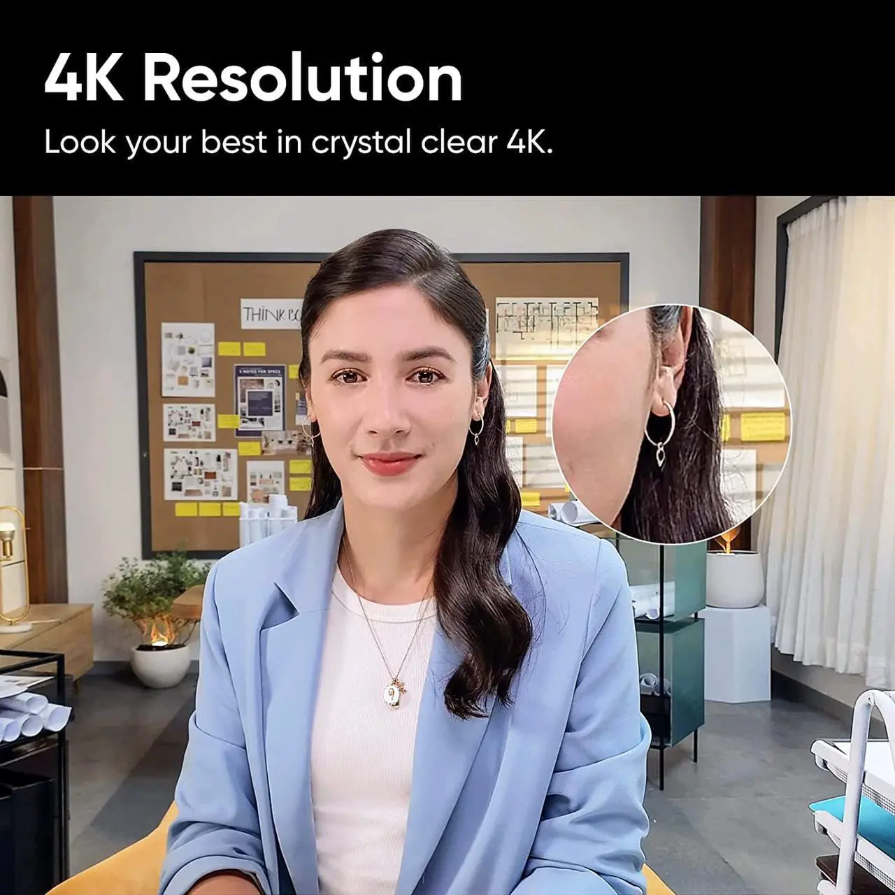 Alt view image 3 of 7 - insta360 Link - PTZ 4K Webcam with 1/2" Sensor, AI Tracking, Gesture Control, HDR, Noise-Canceling Microphones, Specialized Modes, Webcam for Laptop, Video Camera for Video Calls, Live Streaming