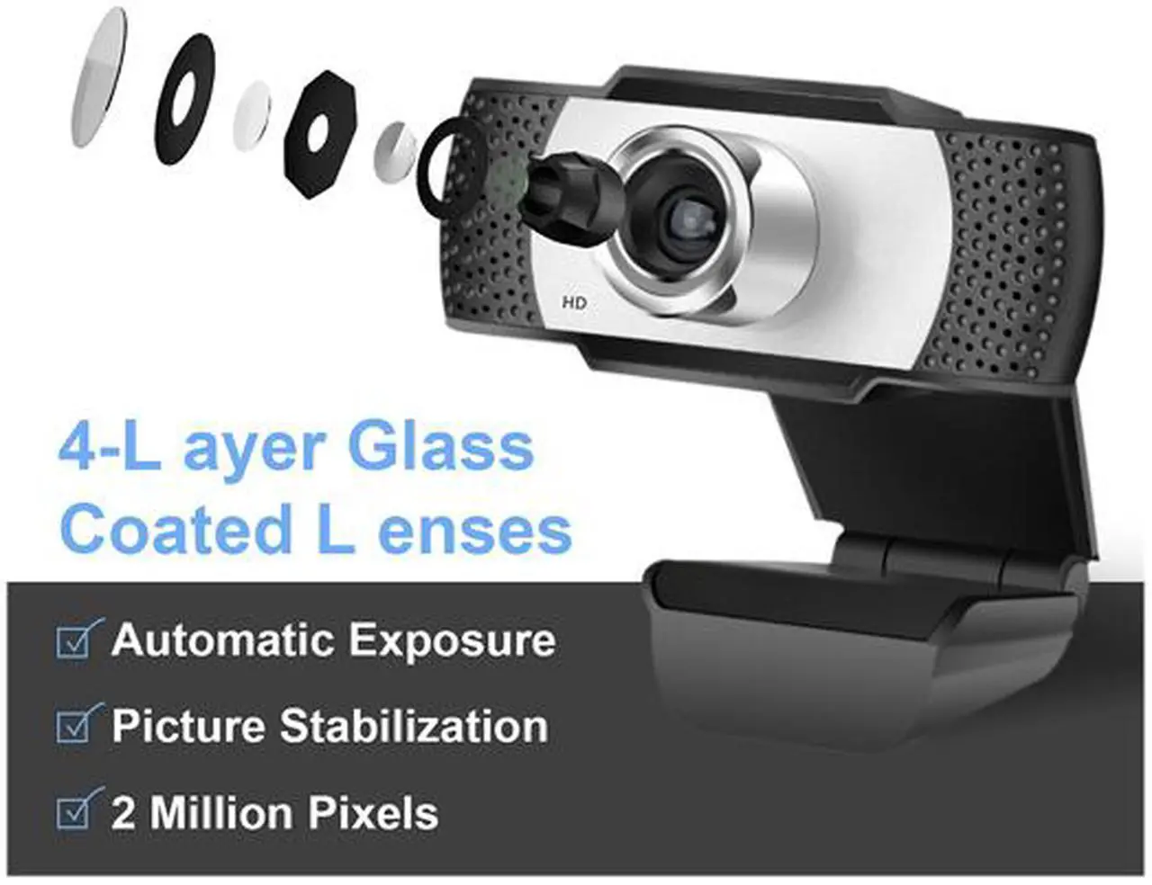 Alt view image 4 of 6 - [Manual focus] Full HD Webcam 1080P - Pro Web Camera with Stereo Microphone - USB Computer Camera for PC Laptop Desktop Mac Video Calling, Conferencing Skype YouTube