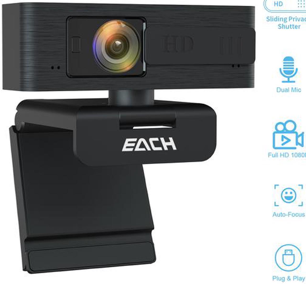 Main image of EACH AutoFocus Full HD Webcam with Privacy Shutter 1080P-360 Degree Rotating Webcam-USB Computer Camera for PC Laptop Desktop Mac Video Call