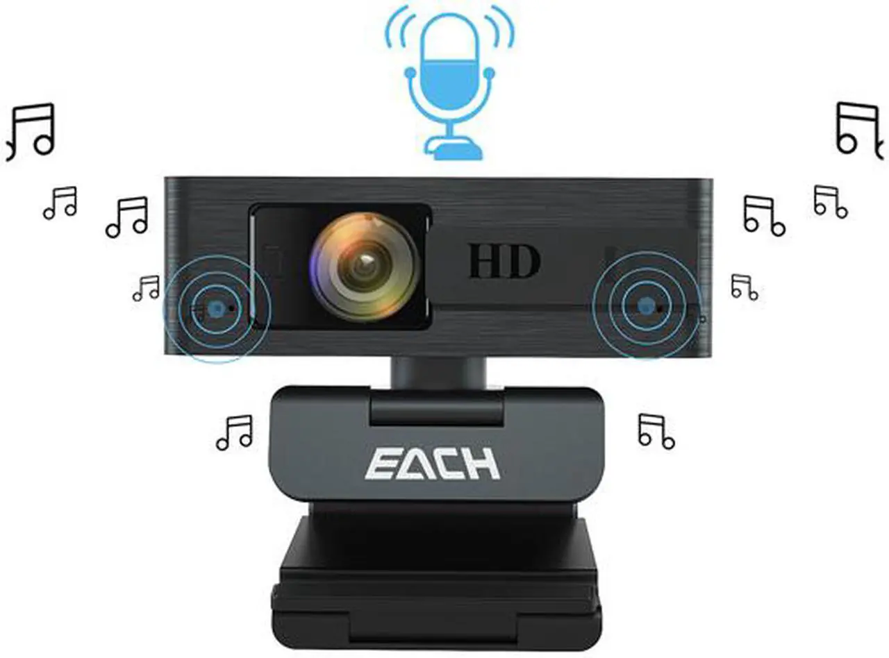 Alt view image 3 of 5 - EACH Full HD Webcam 1080p Webcam Autofocus Camera HDR  USB Webcam with Privacy Cover Widescreen Video Calling and Recording for Computer Laptop PC Skype Stream