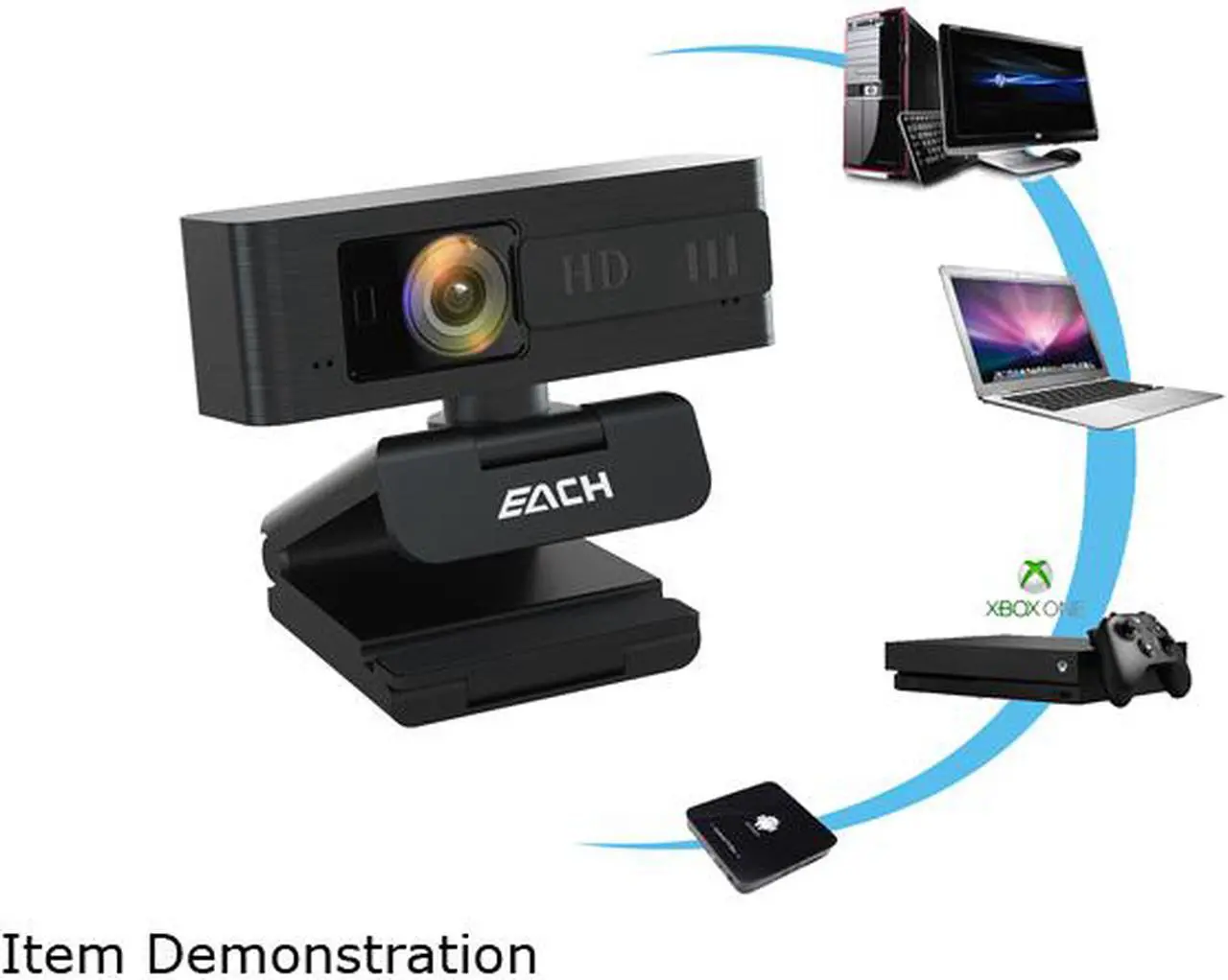 Alt view image 4 of 5 - EACH Full HD Webcam 1080p Webcam Autofocus Camera HDR  USB Webcam with Privacy Cover Widescreen Video Calling and Recording for Computer Laptop PC Skype Stream