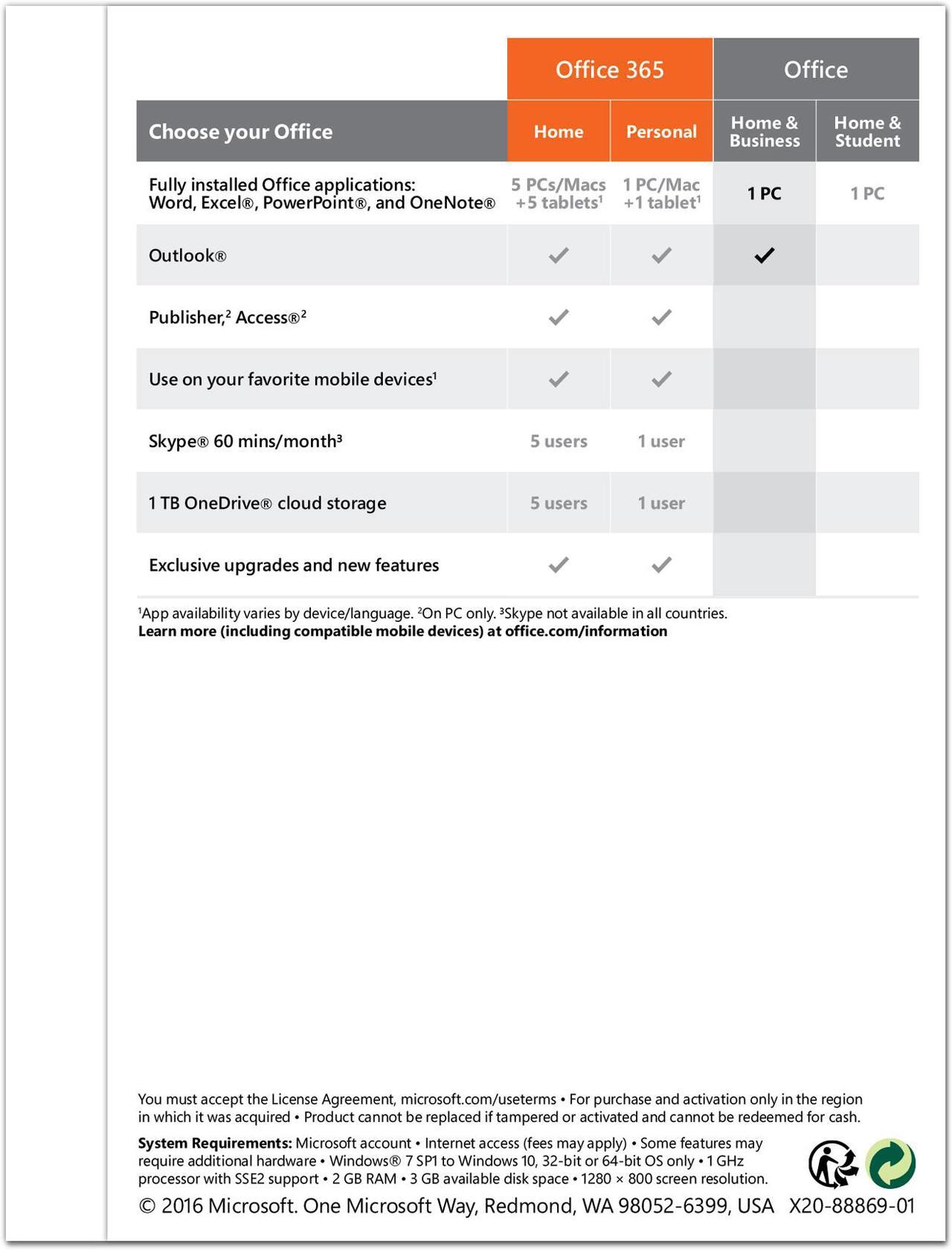 Alt view image 2 of 2 - Microsoft Office Home and Business 2016 Product Key Card - 1 PC