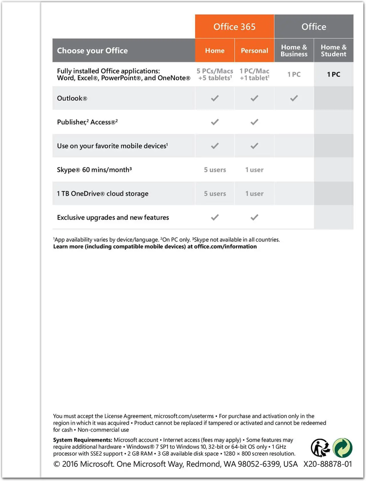 Alt view image 2 of 2 - Microsoft Office Home and Student 2016 Product Key Card - 1 PC