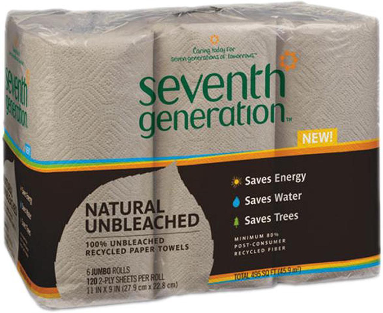 Main image of Seventh Generation 13737PK Natural 100% Unbleached Recycled Paper Towels, 2-Ply, Brown, 6/PK