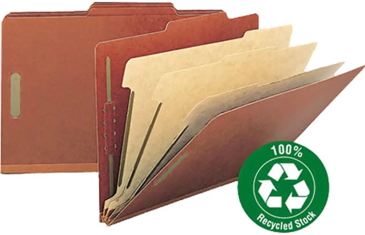 Main image of Pressboard Classification Folder, 3" Exp, 6 Dividers, Legal, Red, 10/B