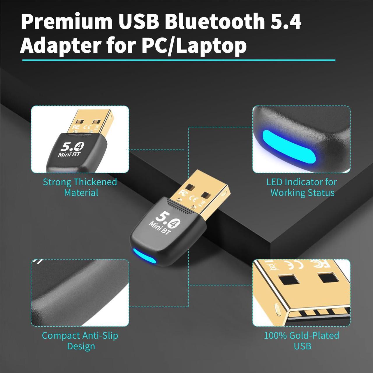Alt view image 5 of 7 - 2024 Latest Free Driver Bluetooth 5.4 USB Adapter for PC Laptop, 20M Range Wireless Transmitter Dongle for Computer Desktop Windows 11 10 8.1 7, Pair w/Headset Headphones Speaker Keyboard Mouse