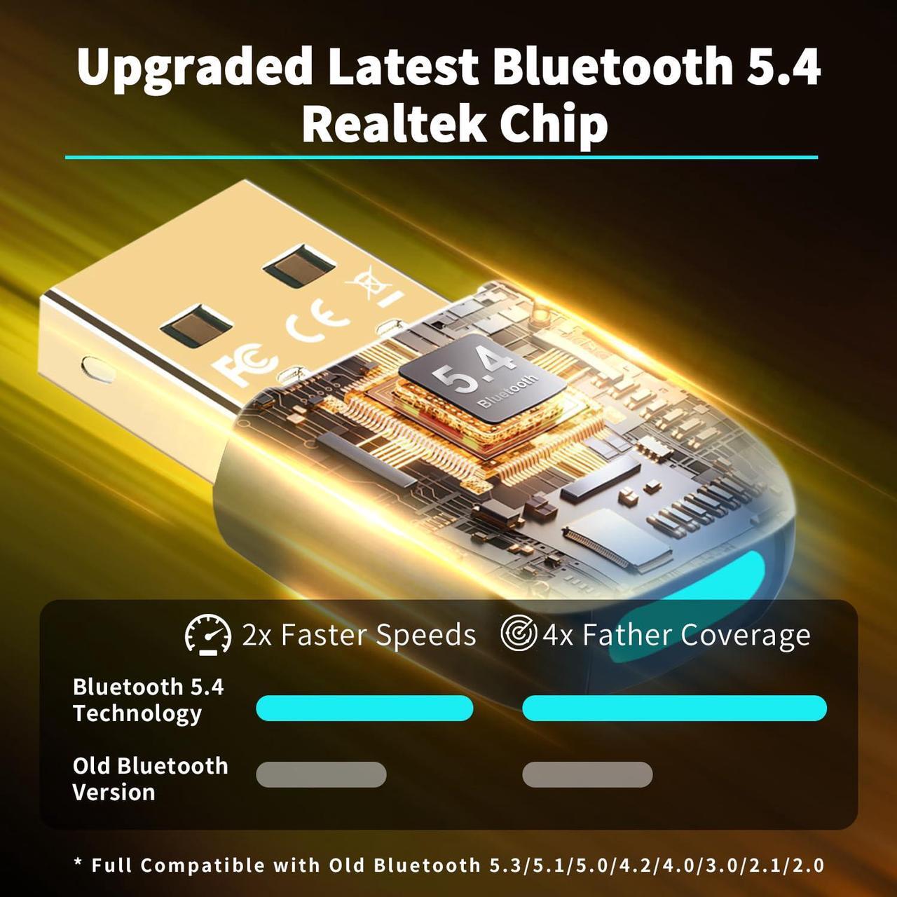 Alt view image 6 of 7 - 2024 Latest Free Driver Bluetooth 5.4 USB Adapter for PC Laptop, 20M Range Wireless Transmitter Dongle for Computer Desktop Windows 11 10 8.1 7, Pair w/Headset Headphones Speaker Keyboard Mouse