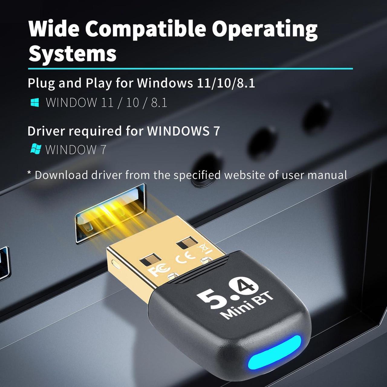Alt view image 7 of 7 - 2024 Latest Free Driver Bluetooth 5.4 USB Adapter for PC Laptop, 20M Range Wireless Transmitter Dongle for Computer Desktop Windows 11 10 8.1 7, Pair w/Headset Headphones Speaker Keyboard Mouse