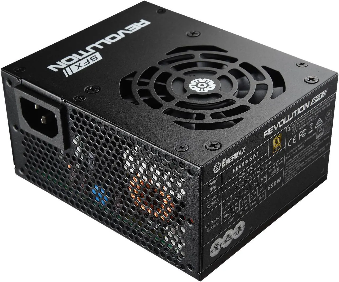 Alt view image 3 of 5 - Enermax Revolution SFX 650W 80+ Gold Certified, Full Modular, 7 Year Warranty, Power Supply, ERV650SWT