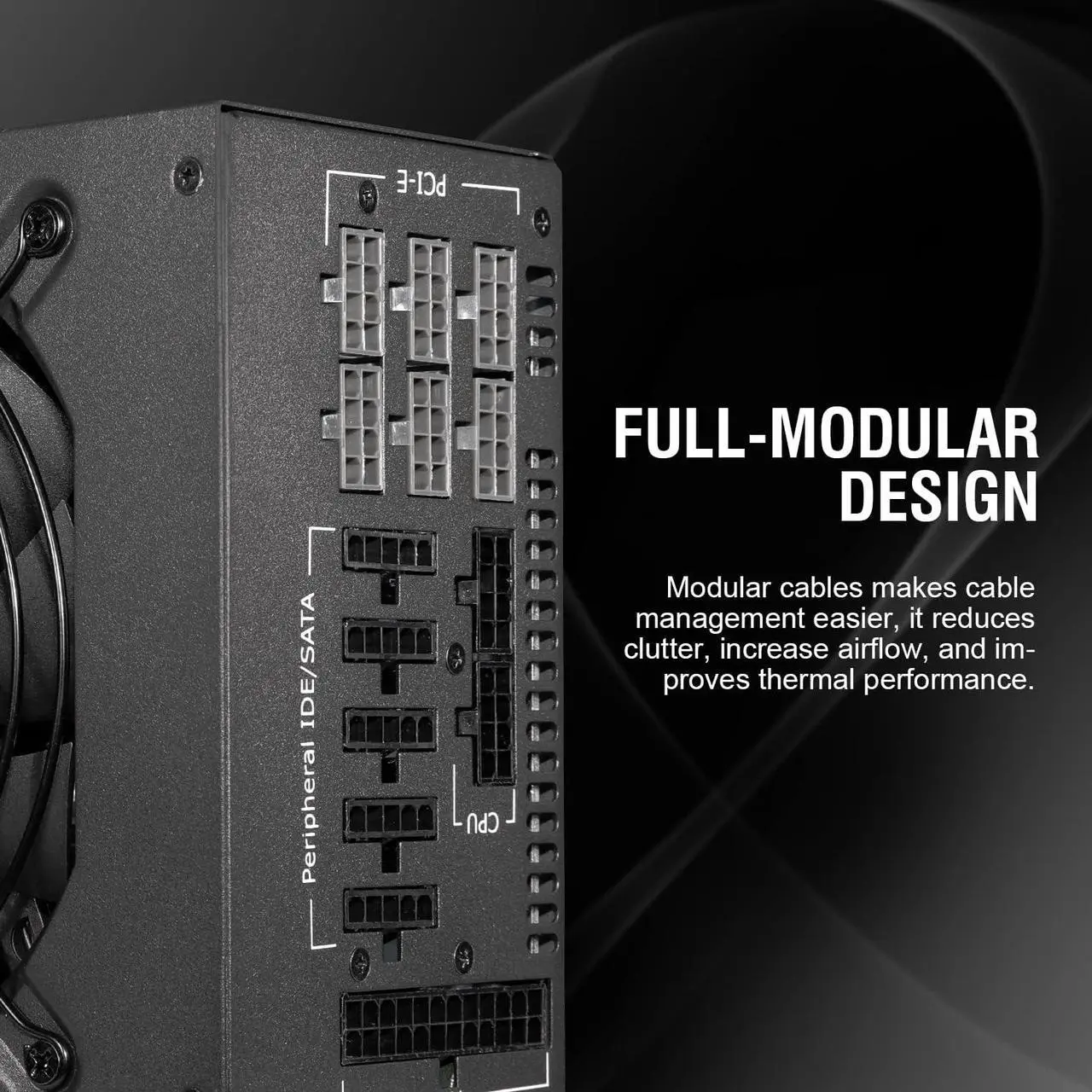 Alt view image 3 of 8 - GPNE 1600W ATX Power Supply, Fully Modular PSU for Gaming PC Case, 6 x 6+2 Pin PCIE ports, Lower Noise 140mm Double Ball Bearing Fan