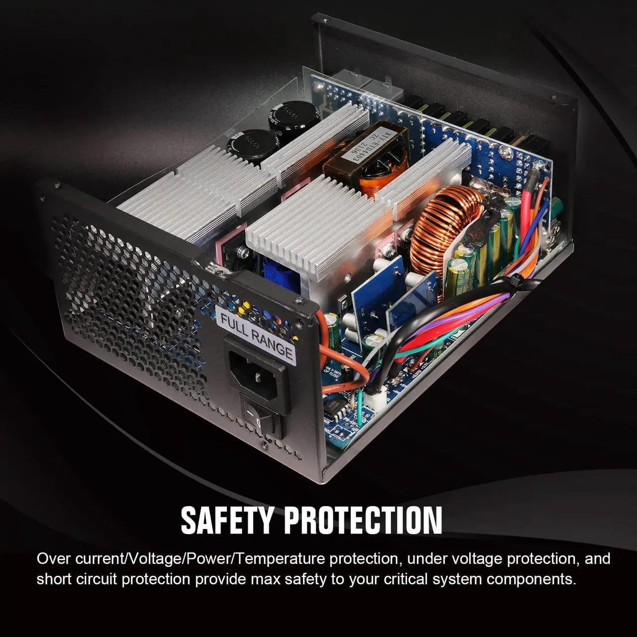 Alt view image 5 of 8 - GPNE 1600W ATX Power Supply, Fully Modular PSU for Gaming PC Case, 6 x 6+2 Pin PCIE ports, Lower Noise 140mm Double Ball Bearing Fan