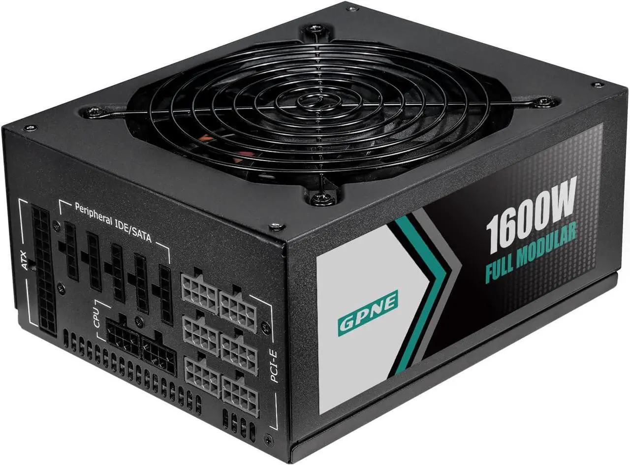Main image of GPNE 1600W ATX Power Supply, Fully Modular PSU for Gaming PC Case, 6 x 6+2 Pin PCIE ports, Lower Noise 140mm Double Ball Bearing Fan