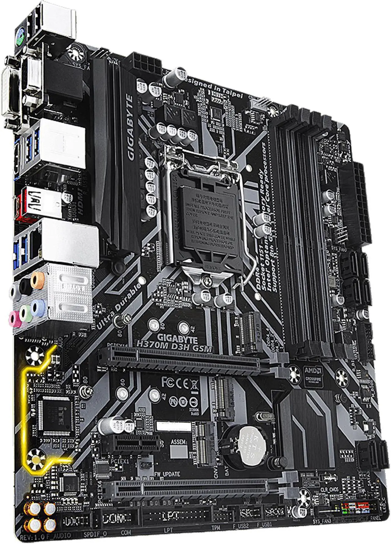 Alt view image 4 of 7 - GIGABYTE H370M D3H GSM LGA 1151 (300 Series) Intel H370 Micro ATX Intel Motherboard