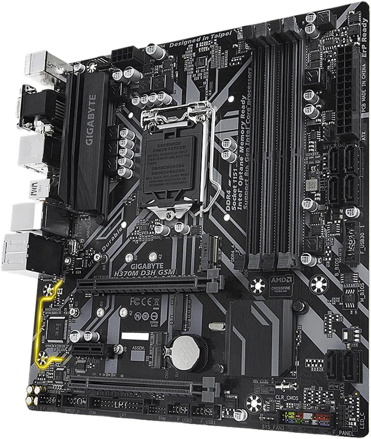 Alt view image 3 of 7 - GIGABYTE H370M D3H GSM LGA 1151 (300 Series) Intel H370 Micro ATX Intel Motherboard