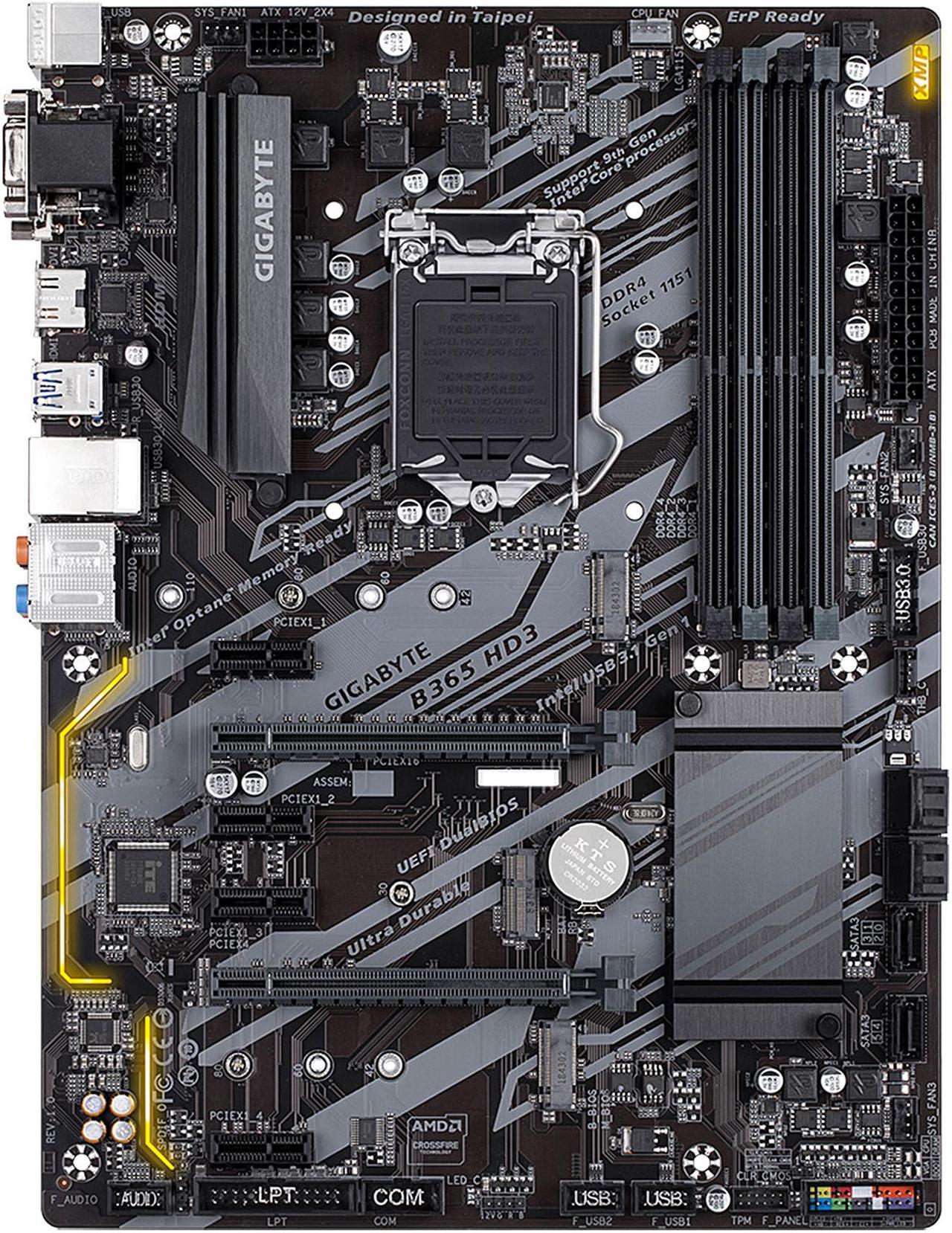 GIGABYTE B365 HD3 LGA 1151 Intel B365 SATA USB 3.1 ATX Motherboard