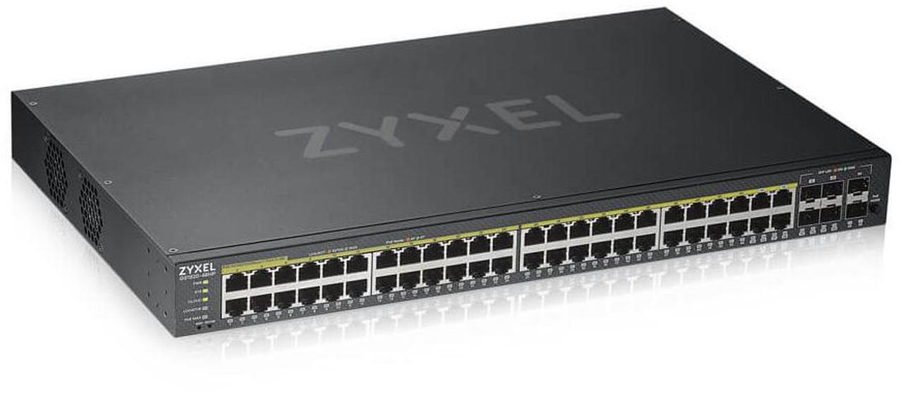 Main image of ZyXEL 48-Port Gigabit Smart Nebula Cloud Managed PoE Switch, 48 PoE+ Ports at 375W with 2 SFP Uplinks, TAA Compliant, GS1920-48HPv2