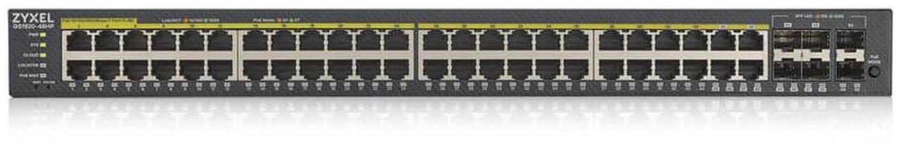 Alt view image 2 of 4 - ZyXEL 48-Port Gigabit Smart Nebula Cloud Managed PoE Switch, 48 PoE+ Ports at 375W with 2 SFP Uplinks, TAA Compliant, GS1920-48HPv2