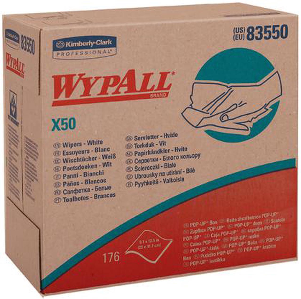 Alt view image 2 of 4 - WypAll X50 Disposable Cloths (83550), Strong for Extended Use, POP-UP Box, White, 10 Boxes / Case, 176 Sheets / Box, 1,760 Sheets / Case