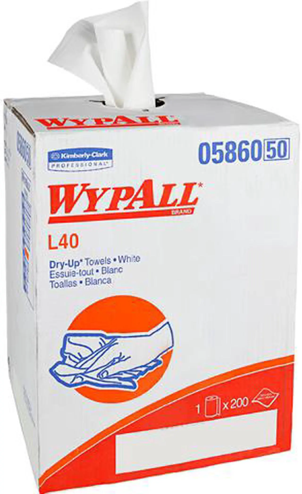 Main image of WypAll L40 Disposable Cleaning and Drying Towels "DRY-UP" Towels (05860), Limited Use Towels, White, 1 Roll / Box, 200 Towels