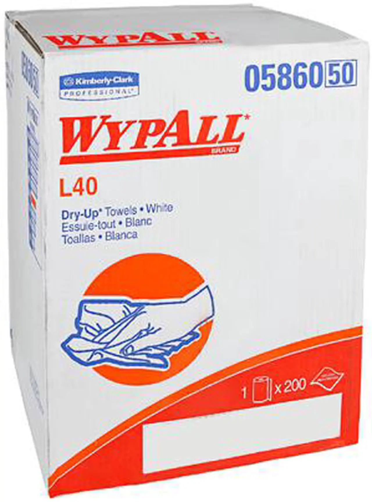 Alt view image 2 of 2 - WypAll L40 Disposable Cleaning and Drying Towels "DRY-UP" Towels (05860), Limited Use Towels, White, 1 Roll / Box, 200 Towels