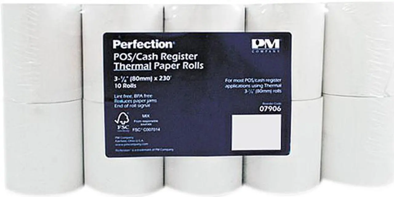Main image of Single-Ply Thermal Cash Register/Pos Rolls, 3-1/8" X 230 Ft., White, 1