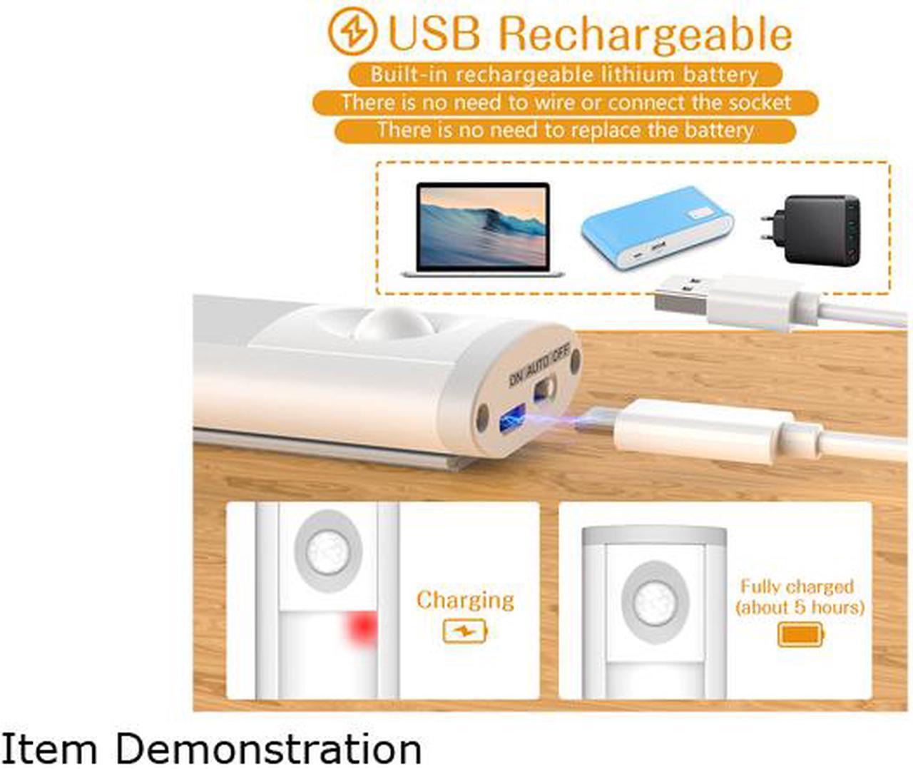 Alt view image 4 of 7 - Under Cabinet Lighting with Motion Sensor, Wireless LED Closet Lights Battery Operated, 66 LEDs 300lm 6000K USB Rechargeable, Stick on Stairs, Wardrobe, Hallway, Kitchen, Bedroom