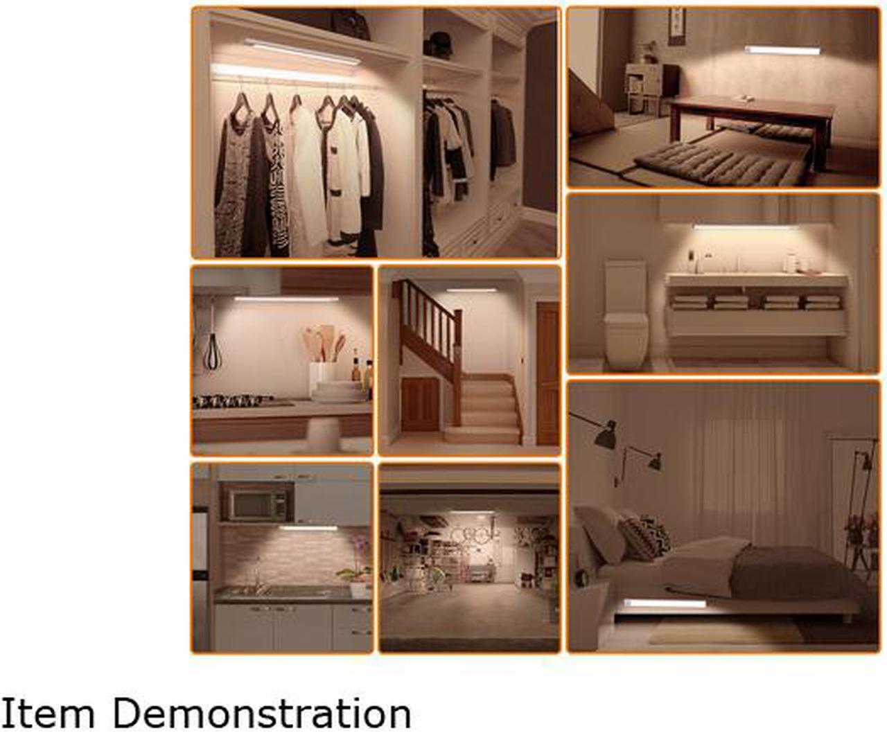 Alt view image 6 of 7 - Under Cabinet Lighting with Motion Sensor, Wireless LED Closet Lights Battery Operated, 66 LEDs 300lm 6000K USB Rechargeable, Stick on Stairs, Wardrobe, Hallway, Kitchen, Bedroom