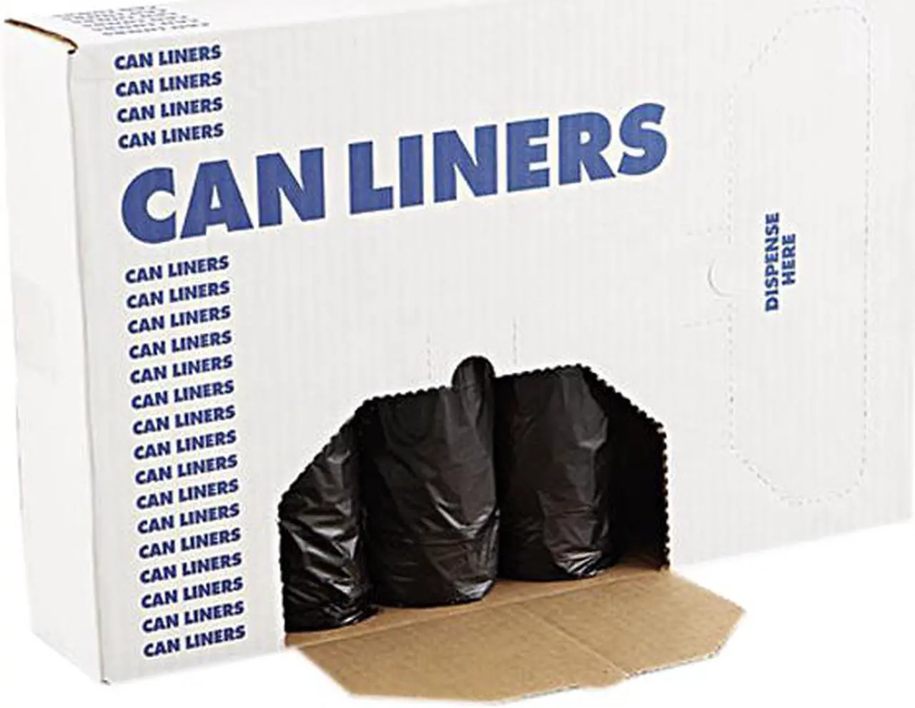 Main image of Boardwalk 4347H Low-Density Can Liners, 55 Gal, .65Mil, 43W X 47H, Black, 25/Roll, 4 Rolls/Carton, 1 Carton