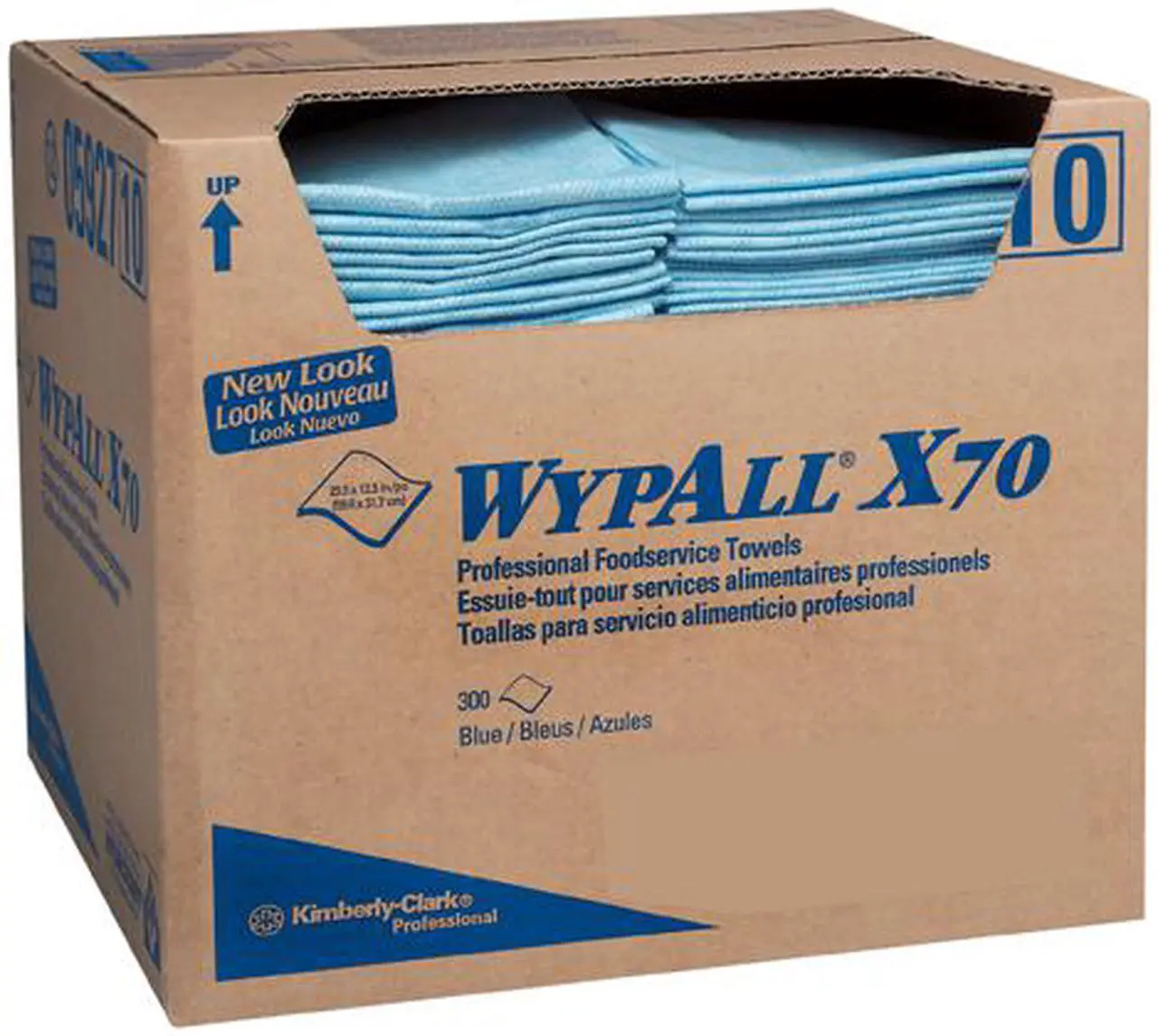 Alt view image 3 of 4 - WypAll X70 Extended Use Foodservice Towels Reusable Cloths (05927), Quarterfold, Blue, 1 Box, 300 Sheets