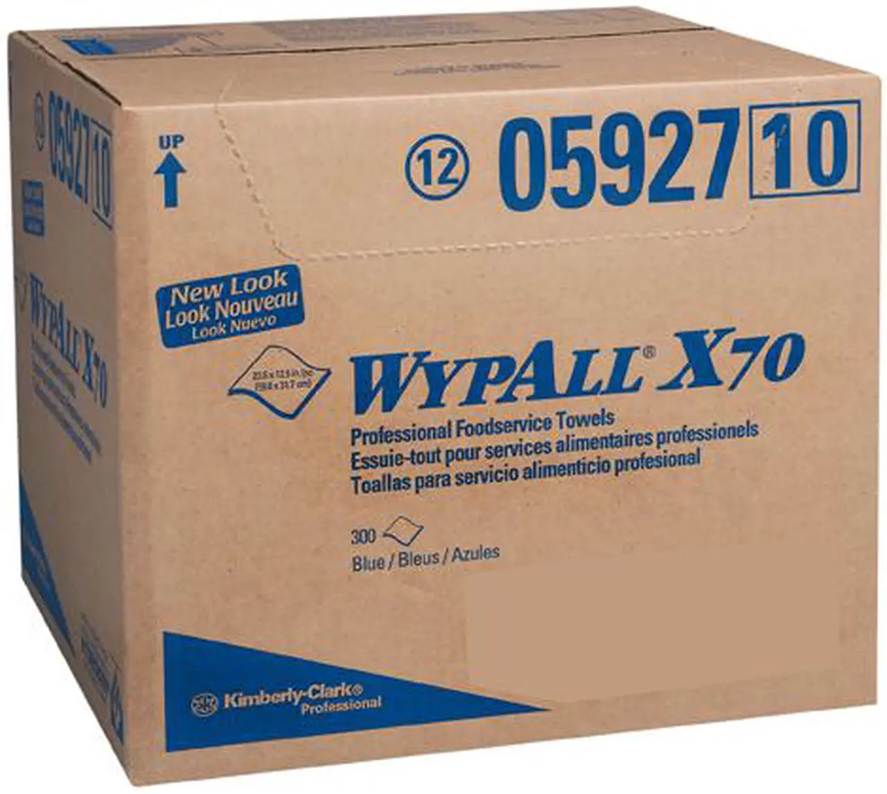 Alt view image 4 of 4 - WypAll X70 Extended Use Foodservice Towels Reusable Cloths (05927), Quarterfold, Blue, 1 Box, 300 Sheets