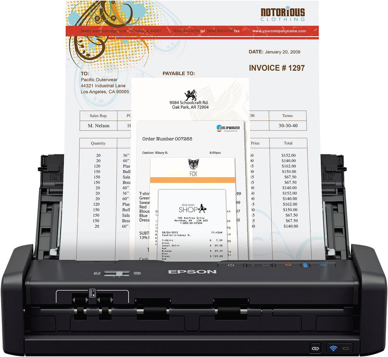 Alt view image 10 of 20 - Epson WorkForce ES-300WR Wireless Portable Receipt and Document Scanner