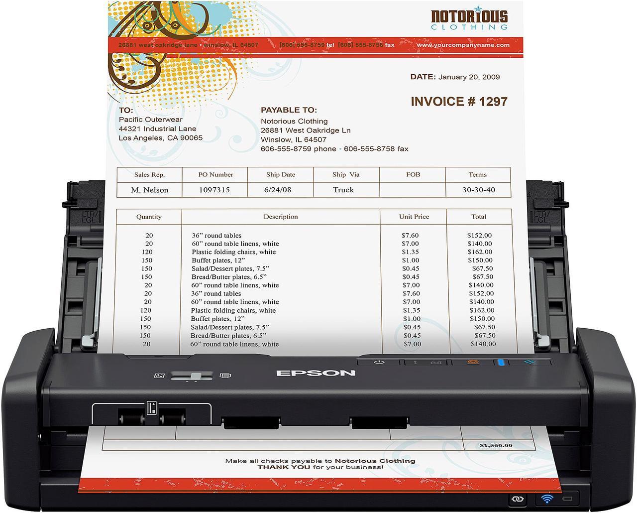 Alt view image 13 of 20 - Epson WorkForce ES-300WR Wireless Portable Receipt and Document Scanner