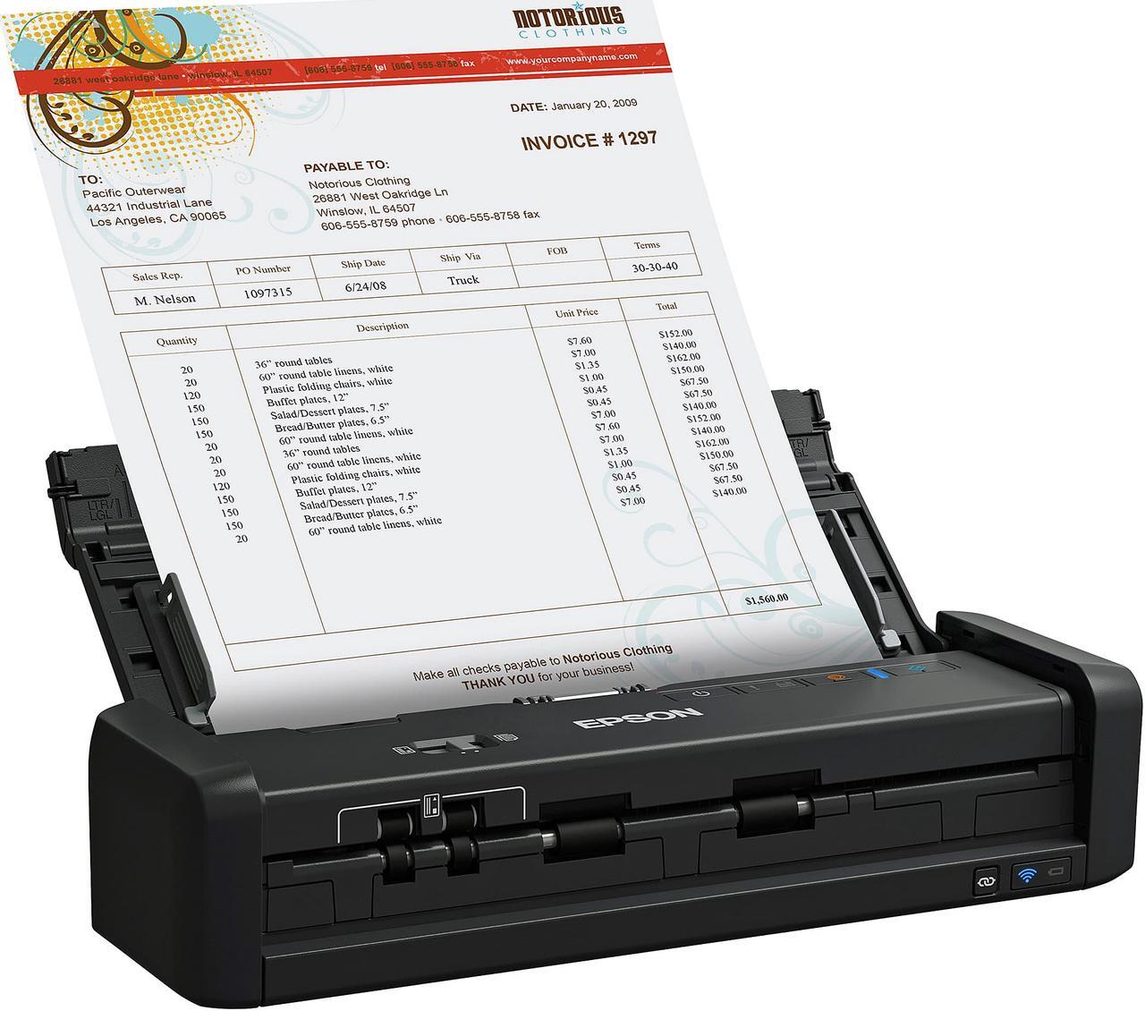 Alt view image 12 of 20 - Epson WorkForce ES-300WR Wireless Portable Receipt and Document Scanner