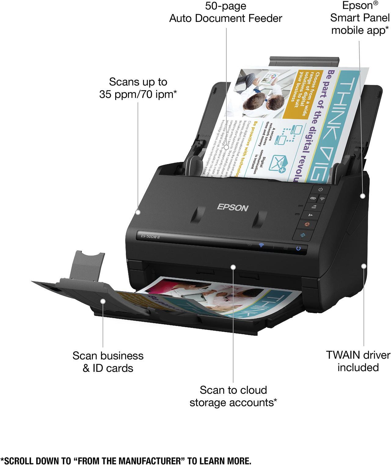 Alt view image 18 of 19 - Epson ES-500W II Wireless Duplex Document Scanner (B11B263201)