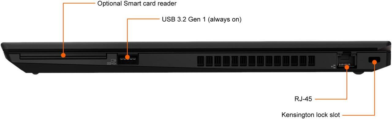 Alt view image 6 of 11 - Lenovo ThinkPad T15 Gen 1 20S6004PUS 15.6" Notebook - Full HD - 1920 x 1080 - Intel Core i5 (10th Gen) i5-10310U Quad-core (4 Core) 1.70 GHz - 8 GB RAM - 256 GB SSD - Glossy Black - Windows 10 Pr