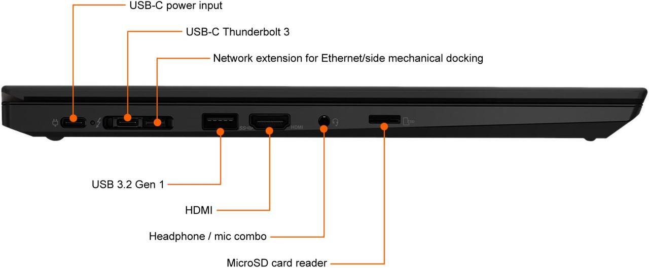 Alt view image 8 of 11 - Lenovo ThinkPad T15 Gen 1 20S6004PUS 15.6" Notebook - Full HD - 1920 x 1080 - Intel Core i5 (10th Gen) i5-10310U Quad-core (4 Core) 1.70 GHz - 8 GB RAM - 256 GB SSD - Glossy Black - Windows 10 Pr