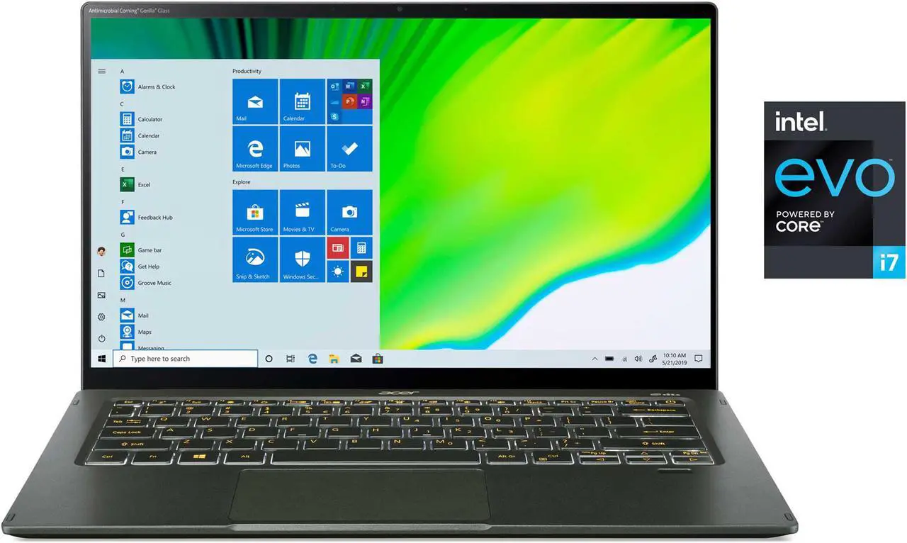 Main image of Acer Intel Evo Laptop Swift 5 SF514-55TA-74EC Intel Core i7 11th Gen 1165G7 (2.80 GHz) 16 GB LPDDR4X Memory 1 TB NVMe SSD Intel Iris Xe Graphics 14" IPS Touchscreen 1920 x 1080 Windows 10 Home 64-bit