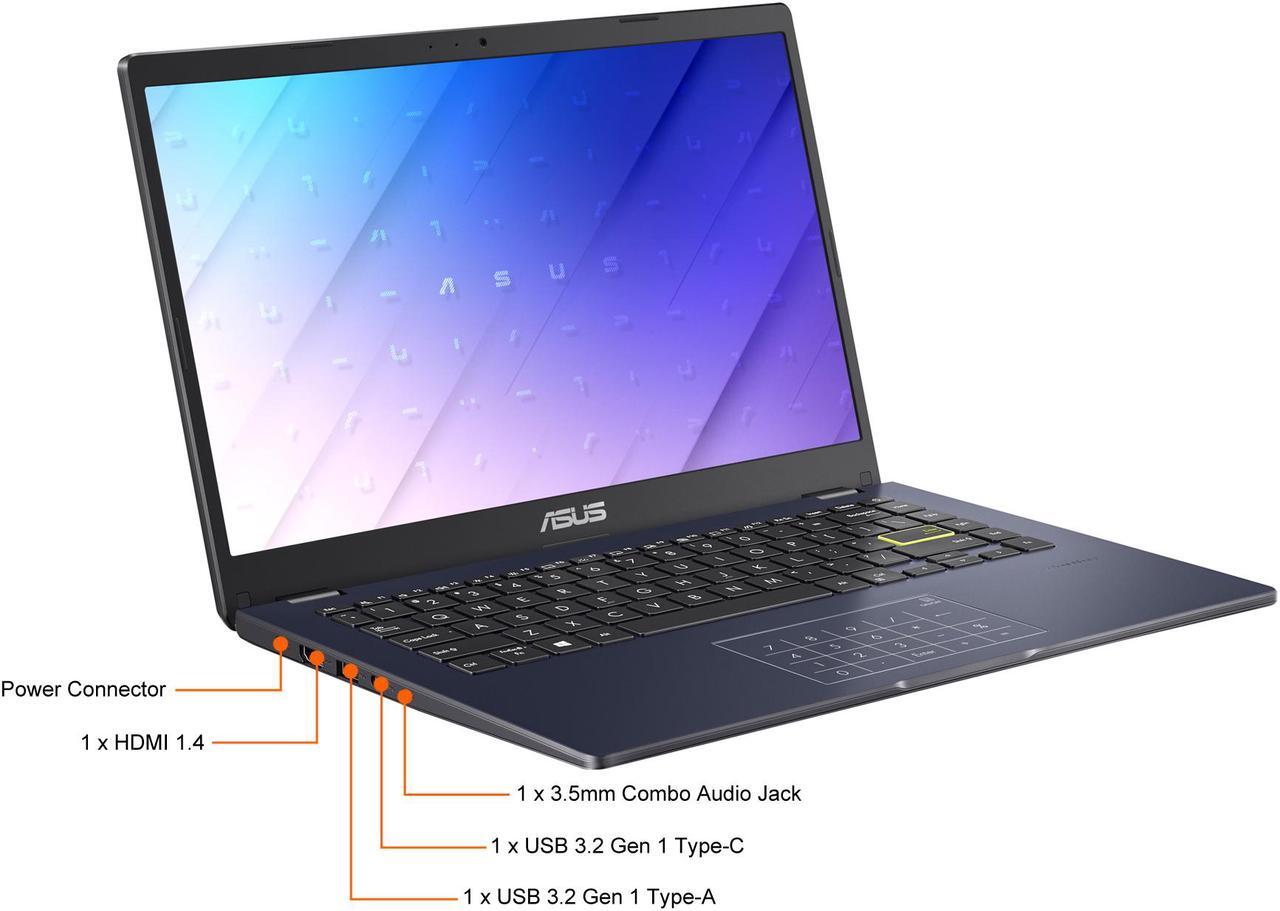 Alt view image 12 of 17 - ASUS Laptop L410 Ultra Thin Laptop, 14" FHD Display, Intel Celeron N4020 Processor, 4 GB RAM, 64 GB Storage, NumberPad, Windows 10 Home in S Mode, Star Black, L410MA-DB02
