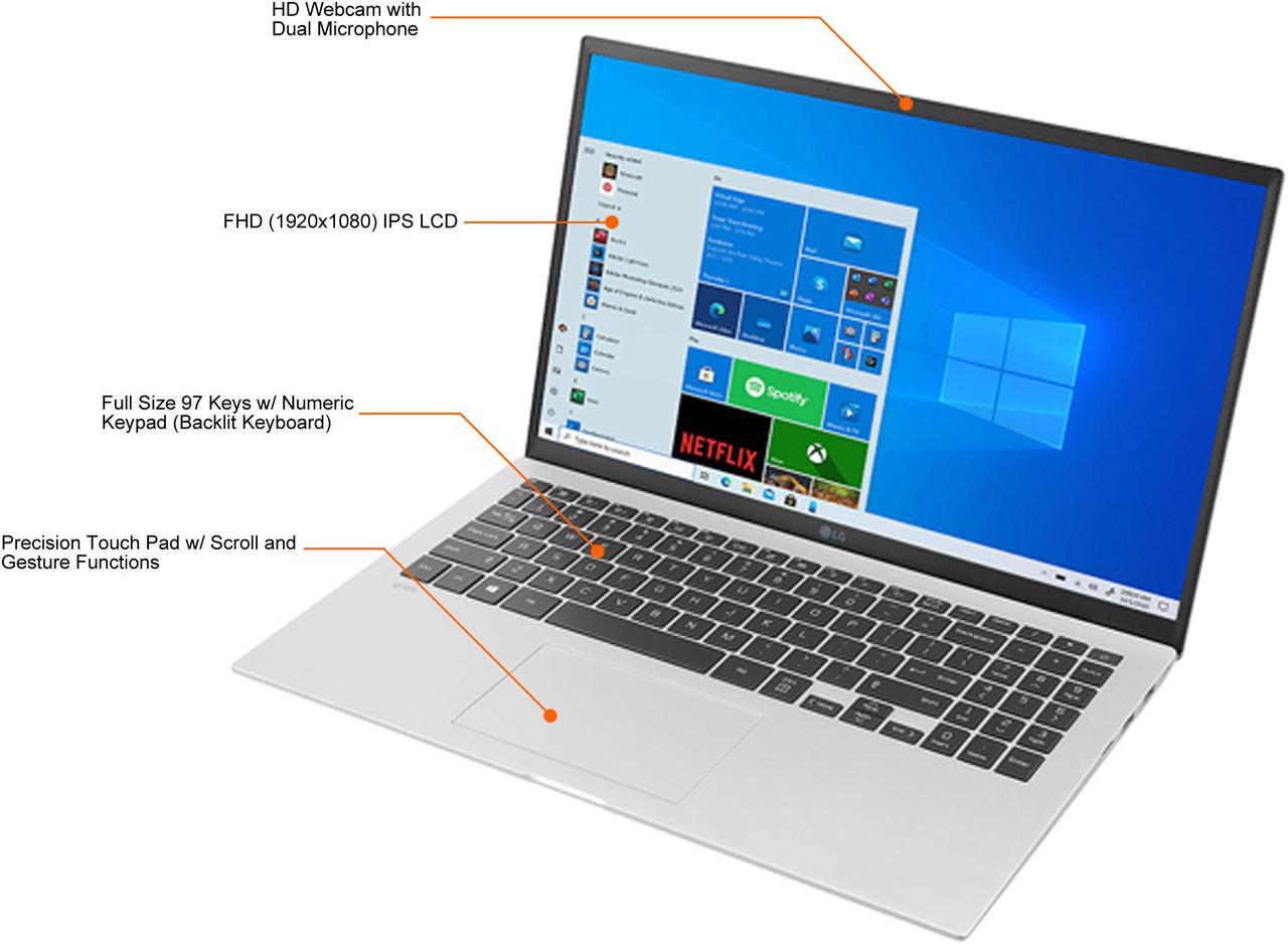 Alt view image 3 of 19 - LG Gram Laptop Intel Core i7 11th Gen 1165G7 (2.80GHz) 16GB Memory 1 TB M.2 SSD Intel Iris Xe Graphics 15.6" Windows 10 Pro 64-bit 15Z90P-N.APS7U1